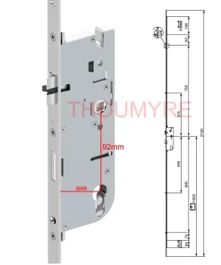 SERRURE MACO G-TA E92 VK8 5ST DM50 A RELEVAGE- 4 galets